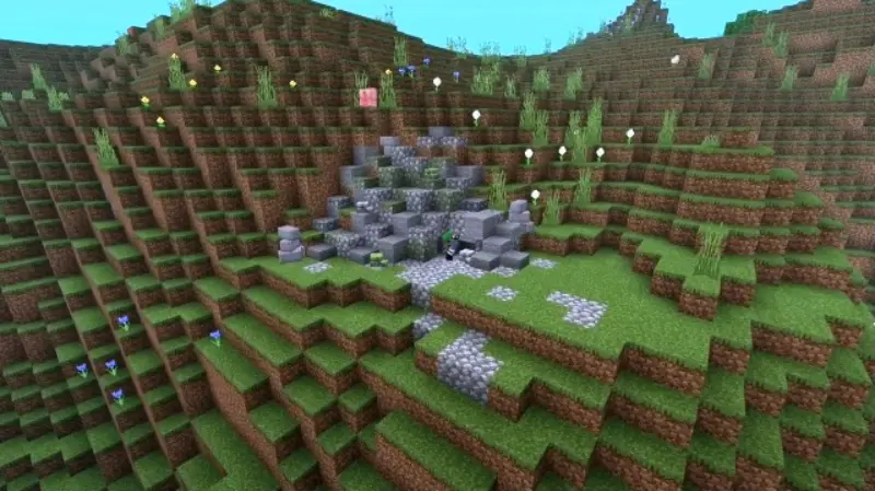 Actions and Stuff tool animations Minecraft Bedrock pickaxe axe shovel mining sparks